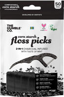The Humble DFP8002, The Humble Co. Twin-Floss Picks 50 pcs Charcoal Svart...