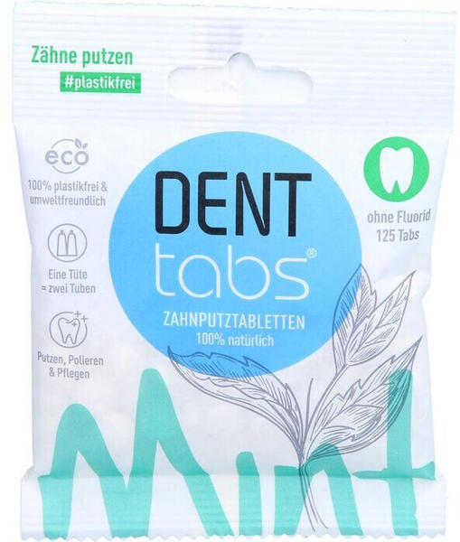 Denttabs Zahnputztabletten Stevia-Mint fluoridfrei (125 Stk.)
