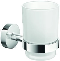 Smooz Zahnputzbecher Mit Halterung - Becher Aus Satiniertem Glas, Verchromte