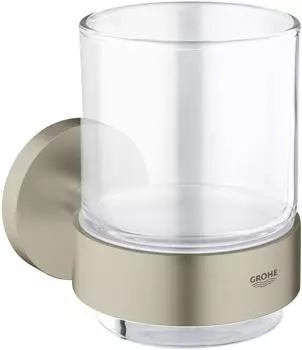 GROHE Essentials Zahnputzbecher mit Halter gebürstet Nickel (40447EN1)