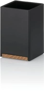 Kela Zahnputzbecher Cube schwarz/Eiche Polyresin (23687)