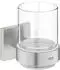 GROHE Start Cube Zahnputzbecher Kristallglas mit Halter, supersteel (41097DC0)