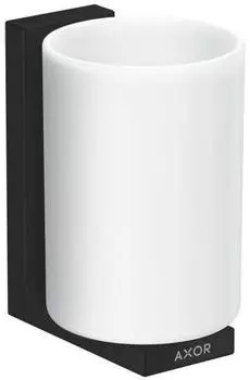 Hansgrohe AXOR Universal Rectangular Zahnputzbecher, Metall, wei&szlig;es Glas (42604670)
