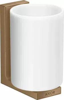 Hansgrohe Axor Universal Rectangular Zahnputzbecher, Glas, wandmontiert, gebürstete Bronze (42604140)