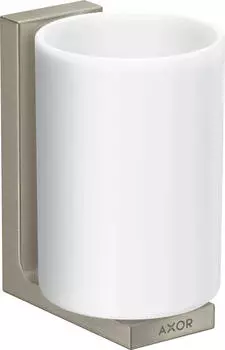 Hansgrohe Axor Universal Rectangular Zahnputzbecher, Glas, Wandmontage, gebürstetes Nickel (42604820)