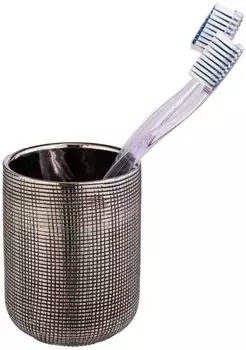 Wenko Rivara Zahnputzbecher Keramik silber (25204100)