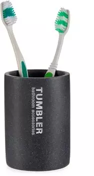 BigBuy Home SOAP Zahnb&uuml;rstenhalter Kunstharz, dunkelgrau, &Oslash; 7,5cm