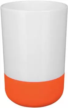 Spirella Zahnputzbecher Moji orange & weiß (10.17584)