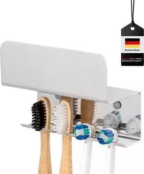bremermann PUREZZA Zahnb&uuml;rstenhalter, Edelstahl hochglanz, zum Kleben oder Bohren