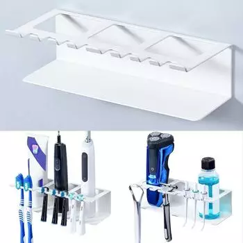 LuxusKollektion Zahnbürstenhalter Wandmontage, Metall, weiß, groß
