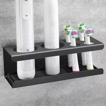 LuxusKollektion Zahnbürstenhalter Edelstahl, schwarz, selbstklebend