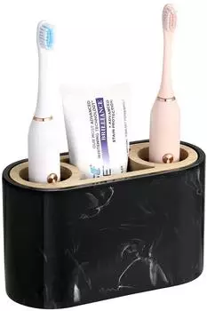 LuxusKollektion Zahnbürstenhalter 3 Fächer mit Abflussloch, Harz, schwarz