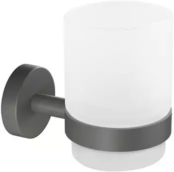 tesa Moon Grey Zahnputzbecherhalter, Satinglas, grau matt (40586-00000-00)
