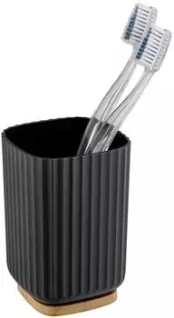Wenko Zahnputzbecher Rotello Kunststoff, schwarz/natur (25297100)