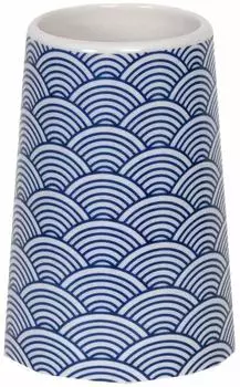 MSV Bento Zahnputzbecher Keramik, blau/weiß (143655)