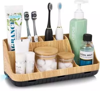 LuxusKollektion Zahnbürstenhalter 7 Slots, Holzoptik