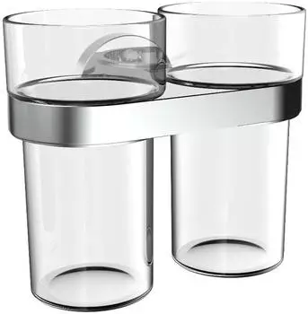 emco round C Doppelglashalter Kunststoffbecher, chrom (432500100)