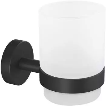 tesa MOON BLACK Zahnputzbecher, schwarz matt, Glas satiniert (40566-00000-00)