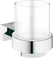 GROHE Essentials Cube Glas mit Halter, Accessoires, 40755001, chrom