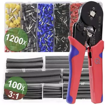 QUADRIOS Crimpzangen-Set inkl. Aderendh&uuml;lsen 0,25 bis 10 mm&sup2; (22T009)