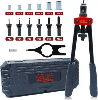 CCLife Technic Nietmutternzangen-Set mit 240 Nietmuttern M3-M10 (2526)