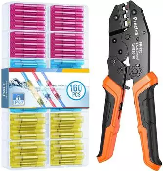 Preciva Crimpzange Set mit 160 Schrumpfverbindern, 0,5-6mm²