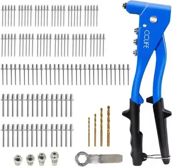 CCLife Technic Blindnietzangen-Set 120-tlg. mit 4 HSS-Bohrern 2,4-4,8mm (2514)