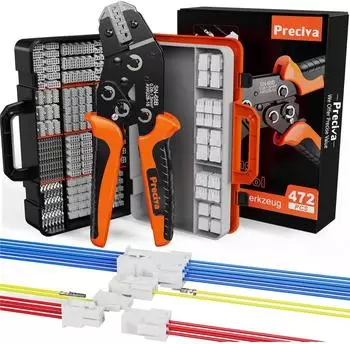 Preciva Crimpzangen-Set 472-teilig, Dupont/Molex/JST-PH/XH, 0,08-1,5mm²