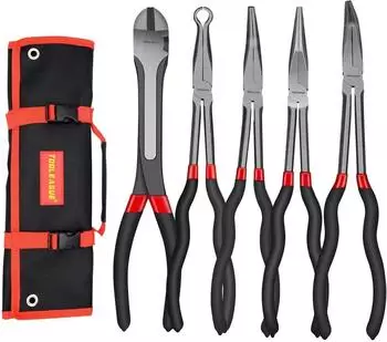 LuxusKollektion Spitzzangen-Set 5-teilig, extra lang 27,9cm, CR-V Stahl