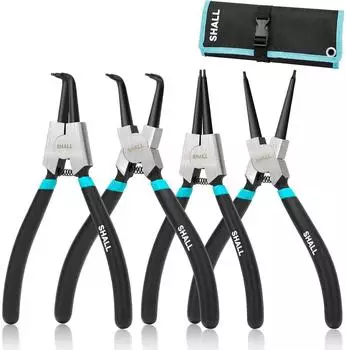 LuxusKollektion Sicherungsringzangen-Set 4-tlg. 7 Zoll, gerade/gebogen, Innen/Außen