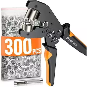 Preciva Ösenzangen-Set mit 300 Ösen und 10mm Stanzmeißel, selbstverriegelnd