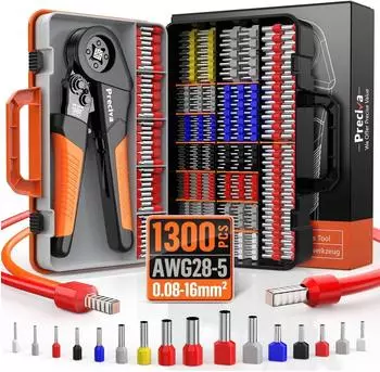 LuxusKollektion Crimpzangen-Set 0,08-16mm&sup2; mit 1300 Aderendh&uuml;lsen und Koffer