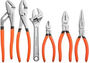 VEVOR Zangen- und Schraubenschlüssel-Set, 6-tlg., Kohlenstoffstahl