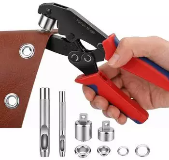 LuxusKollektion Ösenzangen-Set 500 rostfreie Ösen (Ø 6mm & Ø 10mm) mit Ratsche und Wechselkopf