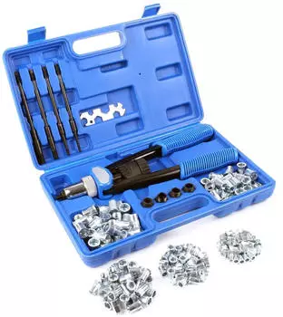 Wiltec Blindnietzange 5 Mundstücke M5-M12, 150 Nietmuttern (62982)