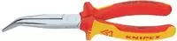 Knipex Flachrundzange 2626200, Storchschnabelzange, gebogen mit Schneide, 200mm, VDE