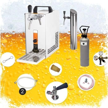 ich-zapfe Bierkoffer, Durchlaufkühler PYGMY 25 LE 1-leitig Trockenkühler, Schanksäule, NC Adapter,Untertheke
