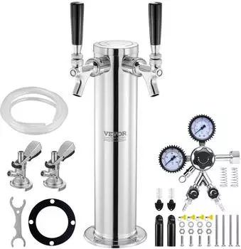 VEVOR Kegerator-Turm-Kit 2 Zapfh&auml;hne Edelstahl W21.8-Regler A-System (2TJZQBFPQGZDSP-A-EU)