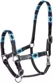 Waldhausen Lederhalfter Polo Pony schwarz/blau