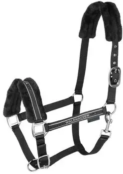 Waldhausen Halfter Elegant Kunstfell Pferdehalfter Schwarz/Schwarz Pony