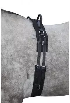 HKM Canvas Longiergurt, Doppelgriff, schwarz, Shetty