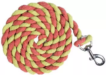 HKM Cotton Strick mit Karabinerhaken, apfelgrün/neon koralle, 180cm