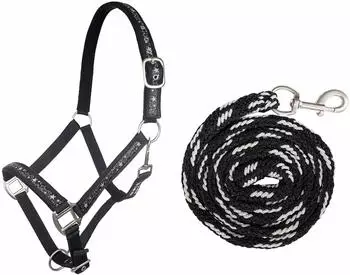 HKM Stars Halfter mit Strick, schwarz/silber, Pony