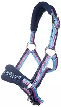 HKM Funny Horses Halfter, dunkelblau/blau/dunkelpink, Shetty