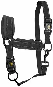 Excellent Superior Halfter schwarz, reflektierend, verstellbar, Pferd