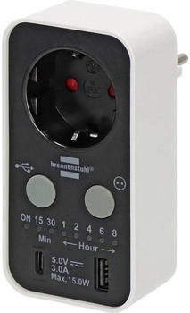 Brennenstuhl Zeitschaltuhr Timer-Steckdose digital Steckdose mit USB-A mit USB-C