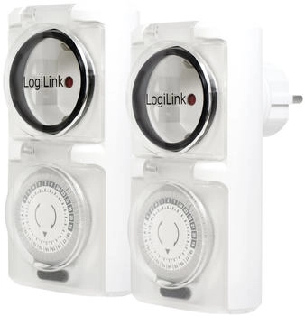 LogiLink Mechanische Zeitschaltuhr 2er Set IP44 wei&szlig;