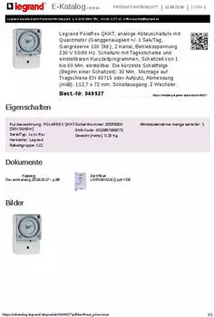 Legrand PolarRex QKKT Analoge Abtauschaltuhr 2-Kanal 230V (049927)