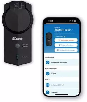Eltako ASSU-BT/230V Au&szlig;en-Steckdosen-Schaltuhr Bluetooth 16A, schwarz (30000660)