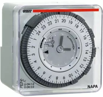 Vemer NAPA-D Elektromechanischer Tages-Zeitschalter, Wand- oder Tafelmontage (VP884100)